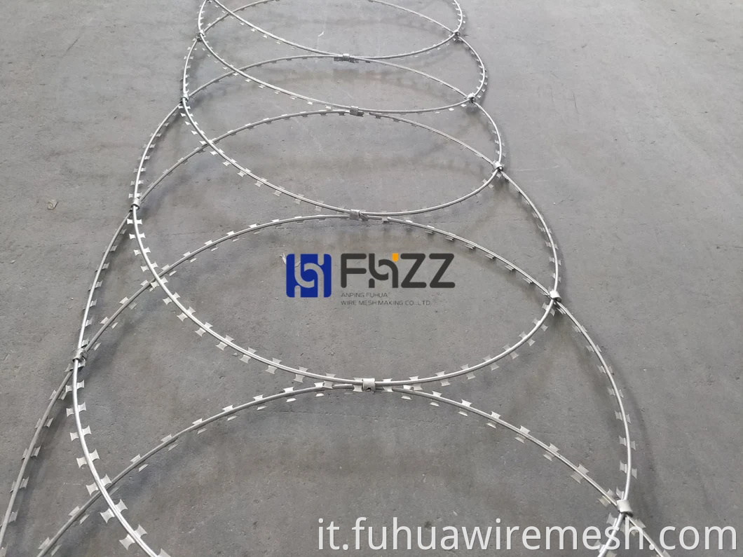 Acciaio inossidabile di altezza 500 mm o zincata zincata a fascia piatta Tipo di rasoio BTO-10 o BTO-22 Copertura di installazione 15mtrs
